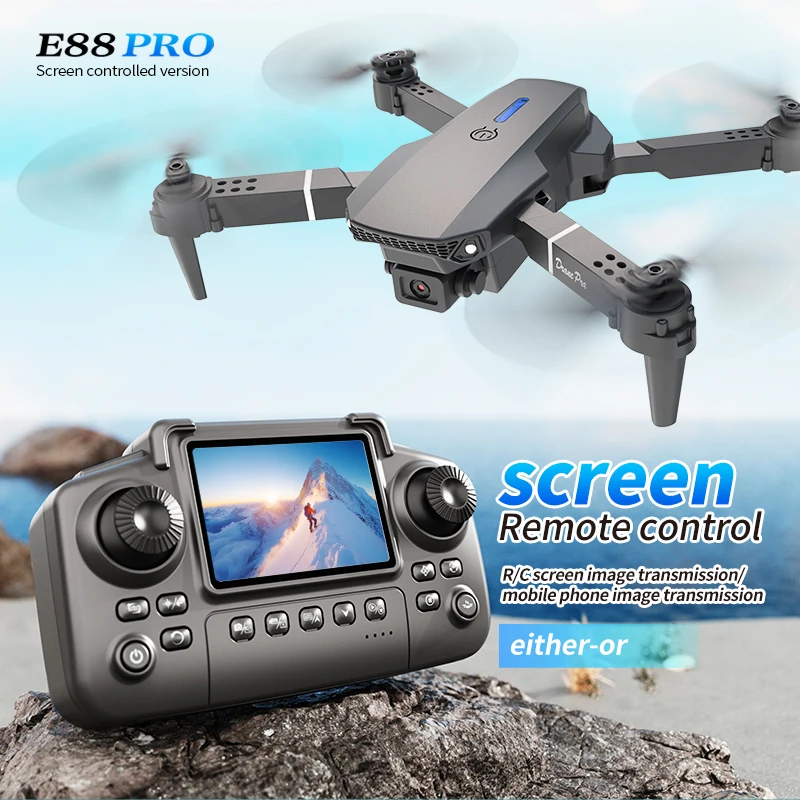 Drone Ae Rc - Professionelle E88 PRO Drohne mit Bildschirm,